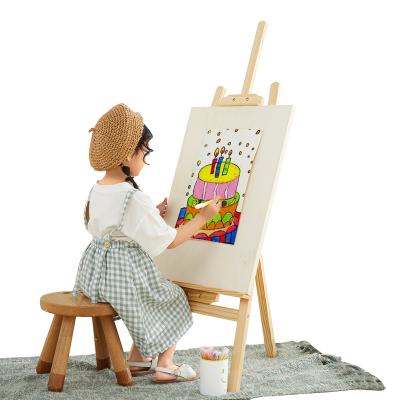 China Painting Easel 120cm Solid Wood Easel Triangle Easel With Folding Lift For Children To Learn Easel for sale