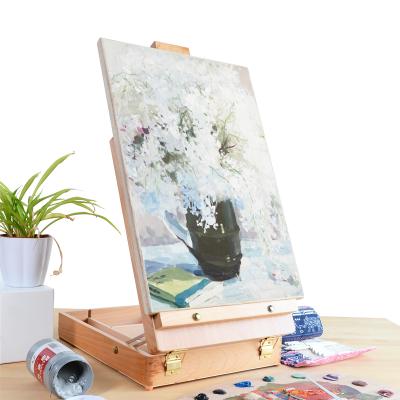 China Easel Easel Wooden Box Portable Painting Artist Set with Easel Drawer Easel Tabletop Painting for sale