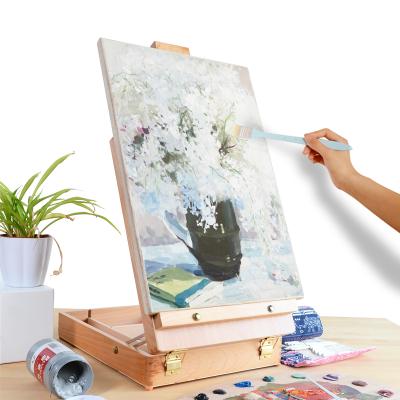 China Easel Oil Painting Easel Painting Box Sketch Easel Art Drawing Painting Tabletop Portable Wooden Easel for sale