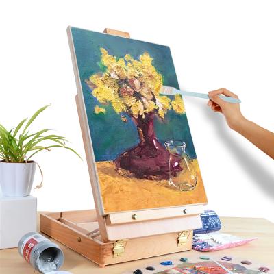 China Easel Portable Easel Box Factory Supply Box Easel Wooden Desktop Table Painting Sketch Box for sale