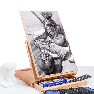 China High Quality Customized Adjustable Angle Easel Box Painting Table Easel Easel With Drawer for sale