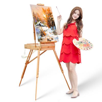 China High Quality French Easel Adjustable French Easel Portable Folding Artist Box Painting Wooden Easel for sale