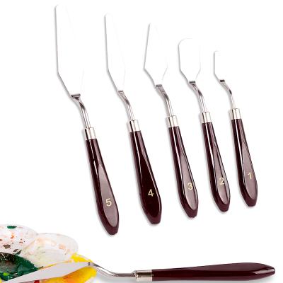 China 5pcs Palette Set Palette Knife Scraper Oil Painting Spatula Stainless Steel Palette Knife for sale