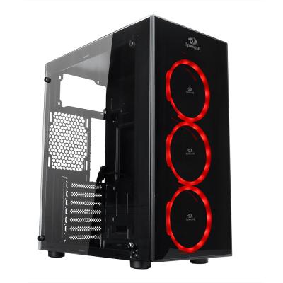 China Redragon CG605 Computer Cases PC Tempered Glass Gaming Desktop Usb OEM Customized Status Windows Power Item Steel Audio for sale