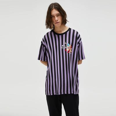 China New Style 2021 Spring Sale Cotton Warm QUICK DRY Unisex Custom Logo Printing Unisex Stripe 100% Purple T-Shirt For Men for sale