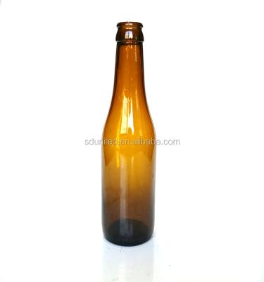 China 330ml Belgian Amber Glass Beer Bottle With Crow Cap for sale