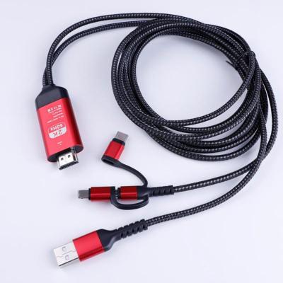 China For Lighting New Arrival 2m iPod Micro USB Type-C to HDMI Converter Cable for IOS and Android to HDTV for sale