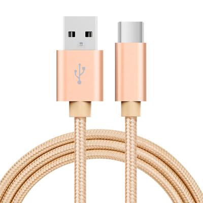 China Wholesale MP3/MP4 Player Gold Nylon Braided USB Cable To Type C Cable Data Charging Cable Fast for sale