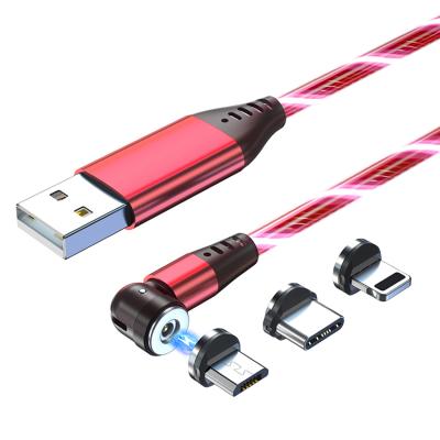 China 540 Degree Bright Bendable Light Flowing Magnetic Cable MP3/MP4 Player 3 in 1 USB Cable for Micro/IOS/Type C for sale