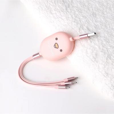 China Colorful MP3 / MP4 Player OEM 3 In 1 USB Cable Retractable Flat Data Cable for sale