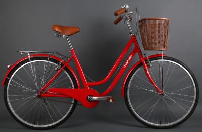 China Cheap steel colorful 26 OL city bicicle for lady  with Shimano 7 speed with pvc basket for sale