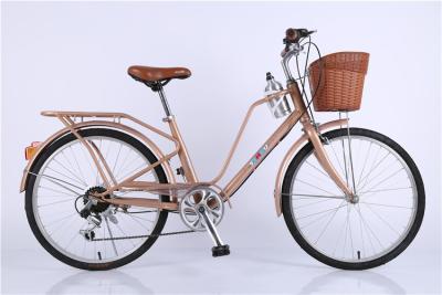 China Made in China steel colorful 26 OL city bicicle for lady with Shimano thumb shifter 7 speed with pvc basket for sale