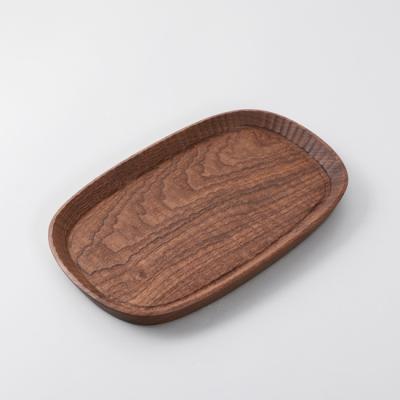 China Black Walnut Viable Wholesale Kitchen Food Tray Wooden Fruit Dish Dessert Dish for sale