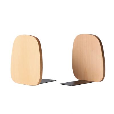 China Wholesale Custom Modern Oval Wood Metal Stand Holder Book Shape Desktop Book Ends Book Ends for sale