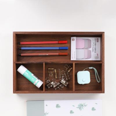 China High Quality Viable Kitchen Storage For Makeup, Pencil, Sundries Desktop Storage Box Wood Desk Organizer for sale