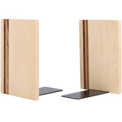 China Modern Luxury Solid Wooden Parquet Bookends For Home Office Beech Wood Book Ends Book Stand for sale