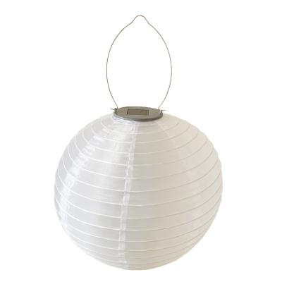 China Waterproof Decorative Hanging White Solar Nylon Fabric Lantern Lamp For Christmas, Party, Festival for sale