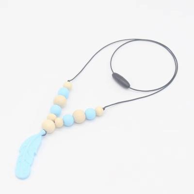 China Toy Factory Custom Eco Friendly Soft Silicone Teething Toy Pendant Baby Chew Teether Sensory Necklace for Kids Autism Bite Chewing for sale