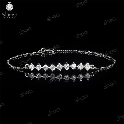 China CLASSIC Personalized Wholesale Price 925 Silver 0.1ct Round Brilliant Cut VVS Chain Bracelet Bridesmaid Jewelry Tennis Chain Women for sale