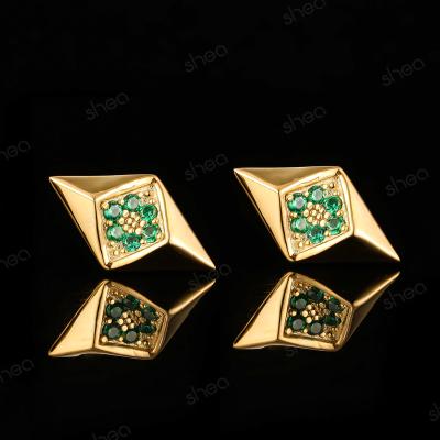 China CLASSIC Factory Outlet Wholesale Price 925 Silver 0.4CT Round Brilliant Cut Gemstone Rhombus Ice Out Earring Studs Fine Jewelry Women for sale