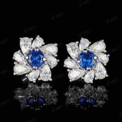 China CLASSIC Factory Outlet Wholesale Price 925 Silver 2CT Pear Round Cut Gemstone Flower Ice Out Earring Studs Fine Jewelry Women for sale