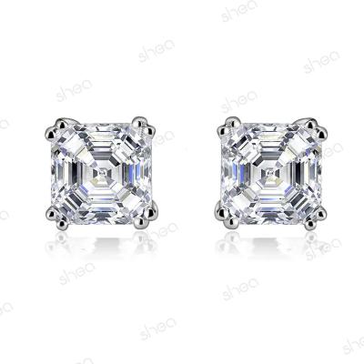 China CLASSIC Asscher Cut VVS Studs Minimalist Earrings Unisex Factory Wholesale Competitive Price 925 Silver 1.25ct Sterling Silver Jewelry for sale