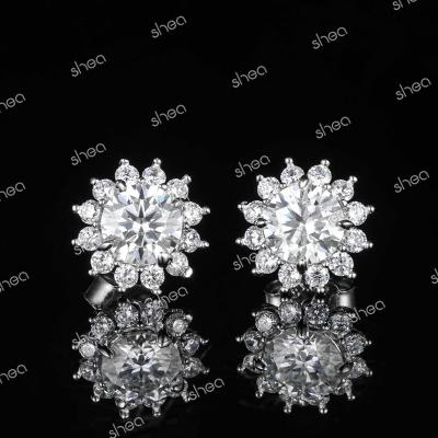 China CLASSIC New Arrival Competitive Price 925 Silver 1ct Round Brilliant Cut Moissanite Classic Valentine's Day Jewelry Earring Women for sale