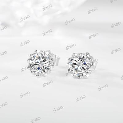 China CLASSIC Factory Outlet Competitive Price 925 Silver 1ct Round Brilliant Cut Classic Moissanite Earring Stud Fine Jewelry Women for sale