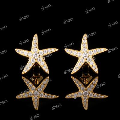 China CLASSIC Factory Competitive Price 925 Silver 0.1ct Round Brilliant Cut Moissanite Gemstone Starfish Stud Earrings Fine Jewelry Women for sale