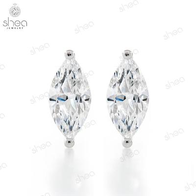 China CLASSIC Factory Outlet Wholesale Price 925 Silver 1ct Marquise Cut Moissanite Classic Minimalist Earrings Women Fine Jewelry for sale