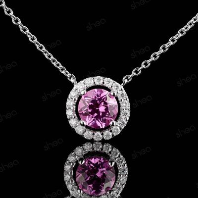 China CLASSIC Factory Outlet Wholesale Price 925 Silver 2CT Round Brilliant Cut Gemstone Moissanite Halo Fine Jewelry Necklace Pendants women for sale