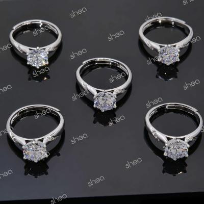 China Solitaire Factory Wholesale Price 925 Sliver 1.75ct Round Brilliant Cut Moissanite Solitaire Wedding Ring Minimalist Fine Jewelry Women for sale