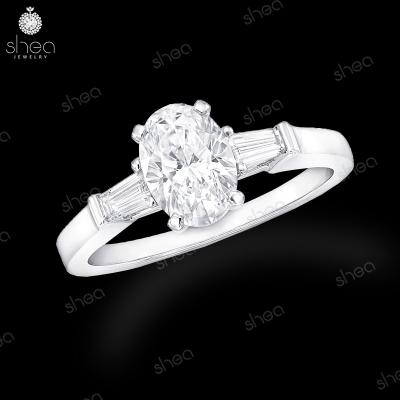 China Three stone Wedding Fine Jewelry Rings Factory Wholesale Price 925 Sterling Silver 1ct Oval Cut Moissanite Three Stone Women Engagement Ring for sale