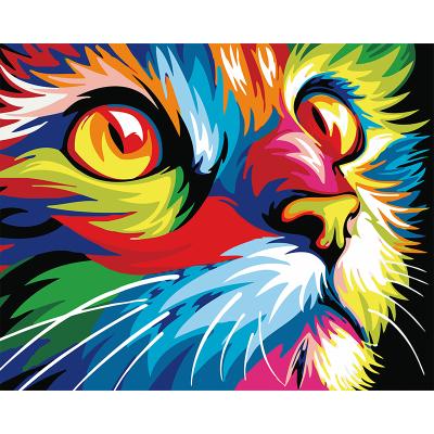 China Color Filled Cat Hand Paint By Number Realistic Living Room Decorative Painting Oil Painting For Sale for sale