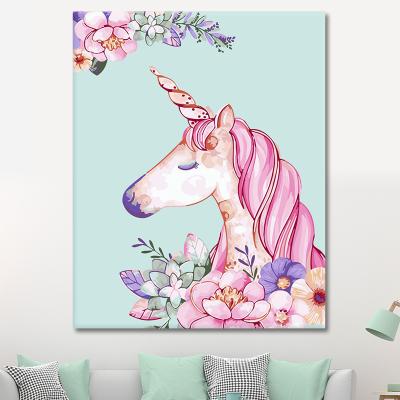 China Cartoon Realistic Painting By Numbers Unicorn Digital Oil Painting For Adult for sale