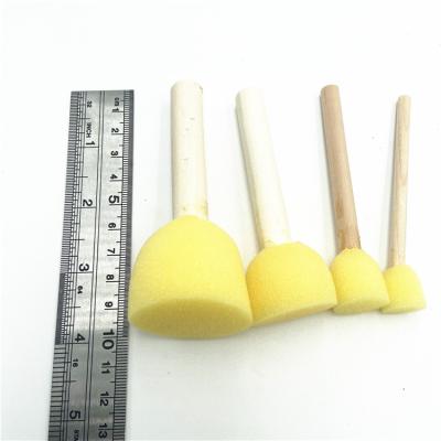 China Hot Selling Sponge Brush Mini Sponge Painting Brush Amazon Mushroom 4pcs Sponge Hair Brush With Wood Handle for sale