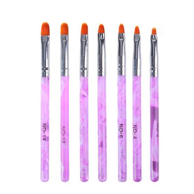 China NAIL Beauty Tools Purple Acrylic Handle Hair Nail Brush Nylon Flower Painting for sale