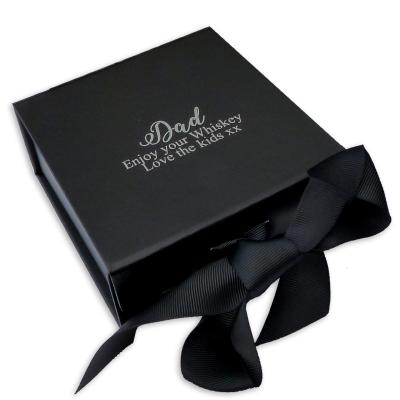 China Factory Wholesale Custom Logo Luxury Matte Clamshell Black Paper Gift Box With Ribbon for sale