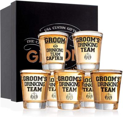 China Team Captain Drinking Team Shot Glasses Groom Drinking None Groom Groom Gifts - 1.5 oz - Bachelor Party Favors for sale