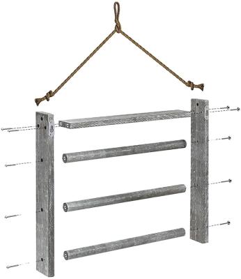 China Traditional Towel Rack Ladder Towel Rack Hand Towel Storage with Rope and Hanging Kits Rustic Wooden Farmhouse Decorative Socket for sale