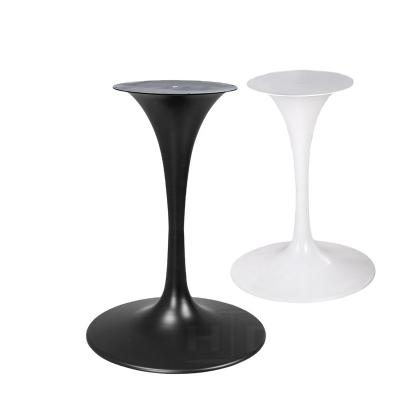 China Easy installation white black metal trumpet tulip table aluminum steel crank base for marble table for sale