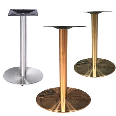 China Wholesale Easy Installation Adjustable Unique Brushed Coffee Hose Brass Gold Chromed Marble Rose Gold Stainless Steel Dining Table Base For Restaurant for sale