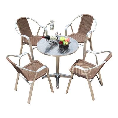 China High Quality Garden Cast Aluminum Outdoor Dining Table And Chair Easy Installation for sale