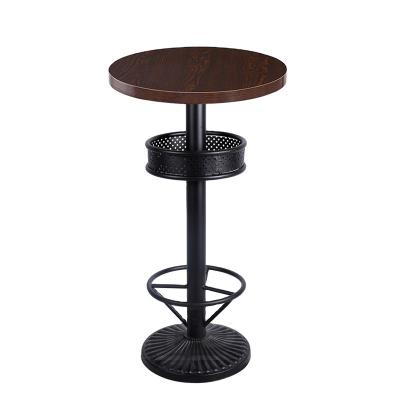 China Easy Setup Industrial Restaurant Furniture Metal High Bar Wood Table for sale