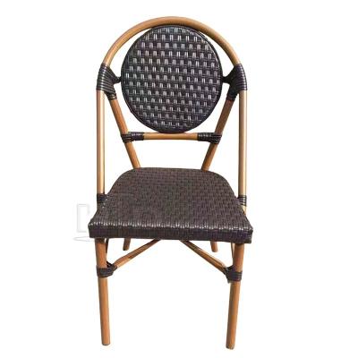 China Water Proof Outdoor Stackable Patio Furniture Chair Wicker Bistro Dining Chair Outdoor Swing Beach Rattan Chair for sale