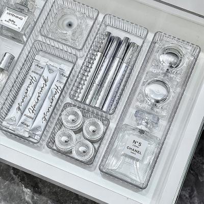 China Detachable Clear Plastic Drawer Organizer Set for Cosmetic Storage Box Customized Logo Acceptable for sale