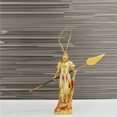 China Golden Hoop Monkey King Resin Figure Contemporary Metal Collection Piece for Anniversaries for sale