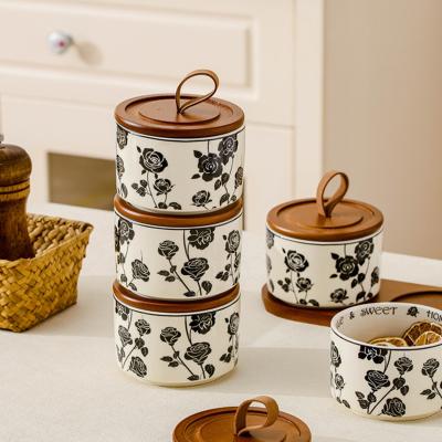 China Food Container Ceramic Canister for Jewelry Tea Spices Honey in Classic Vintage Design for sale