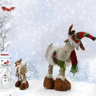 China Trendy 2023 Linen Fabric Reindeer Plush Toy Soft Christmas Decoration Stuffed Animal for sale