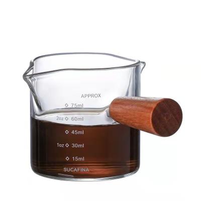 China High Borosilicate Glass Measuring Cup Style Microwave Safe Utensil with Wood Handle for sale